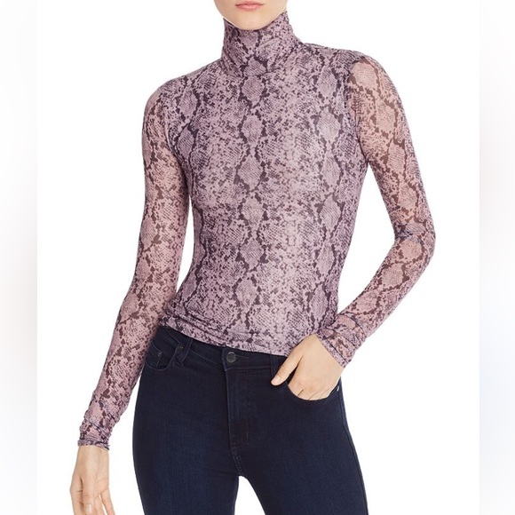 cinq a sept Tops - Cinq à Sept Snakeskin-Print Turtleneck in Sea Fog